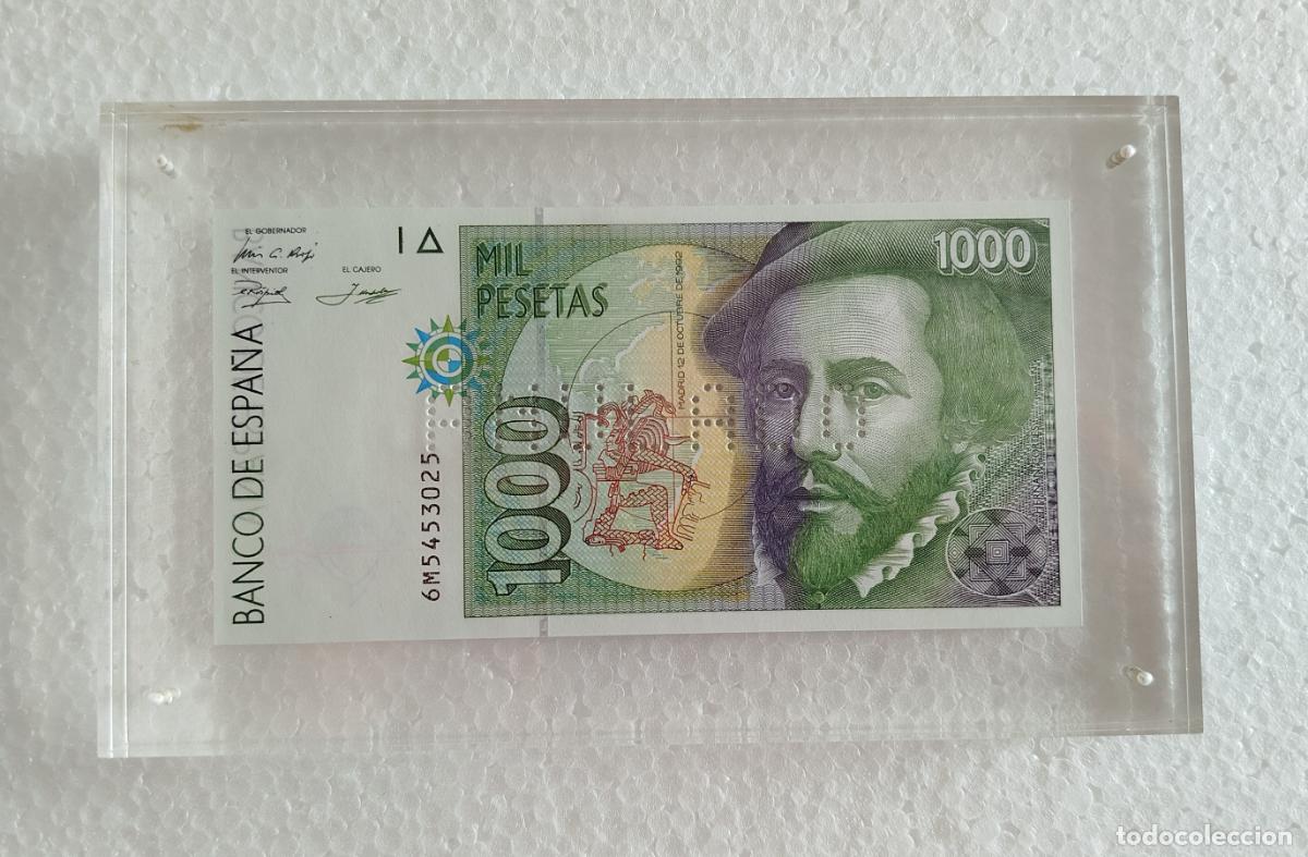 Billetes espa&ntilde;oles: BILLETE 1000 PESETAS 1992 ANULADO EN METACRILATO HERNAN CORTES SIN CIRCULAR
