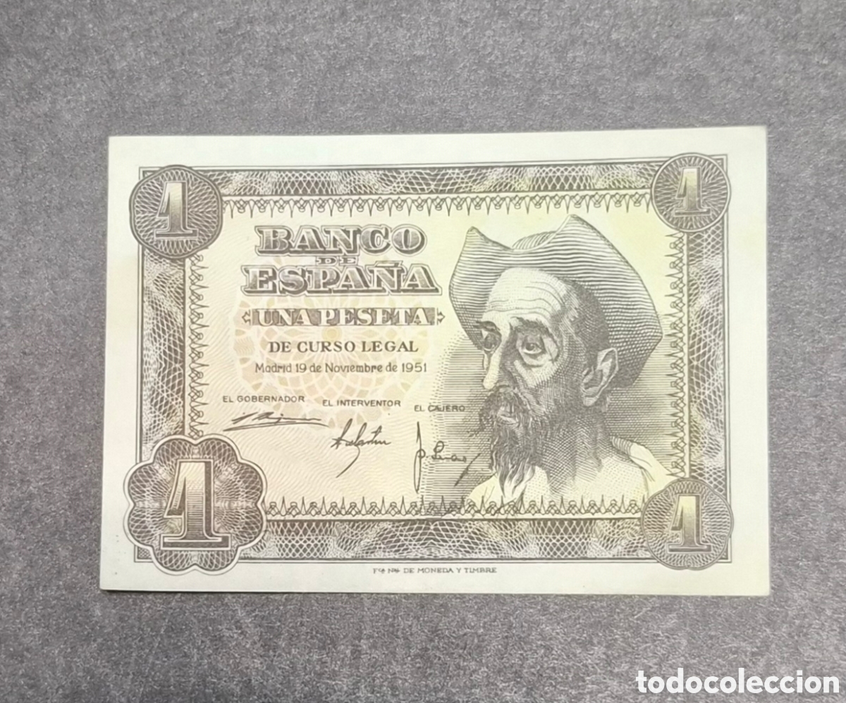 Billetes espa&ntilde;oles: Espa&ntilde;a &ndash; 1 peseta 1951 &ndash; Don Quijote &ndash; serie J