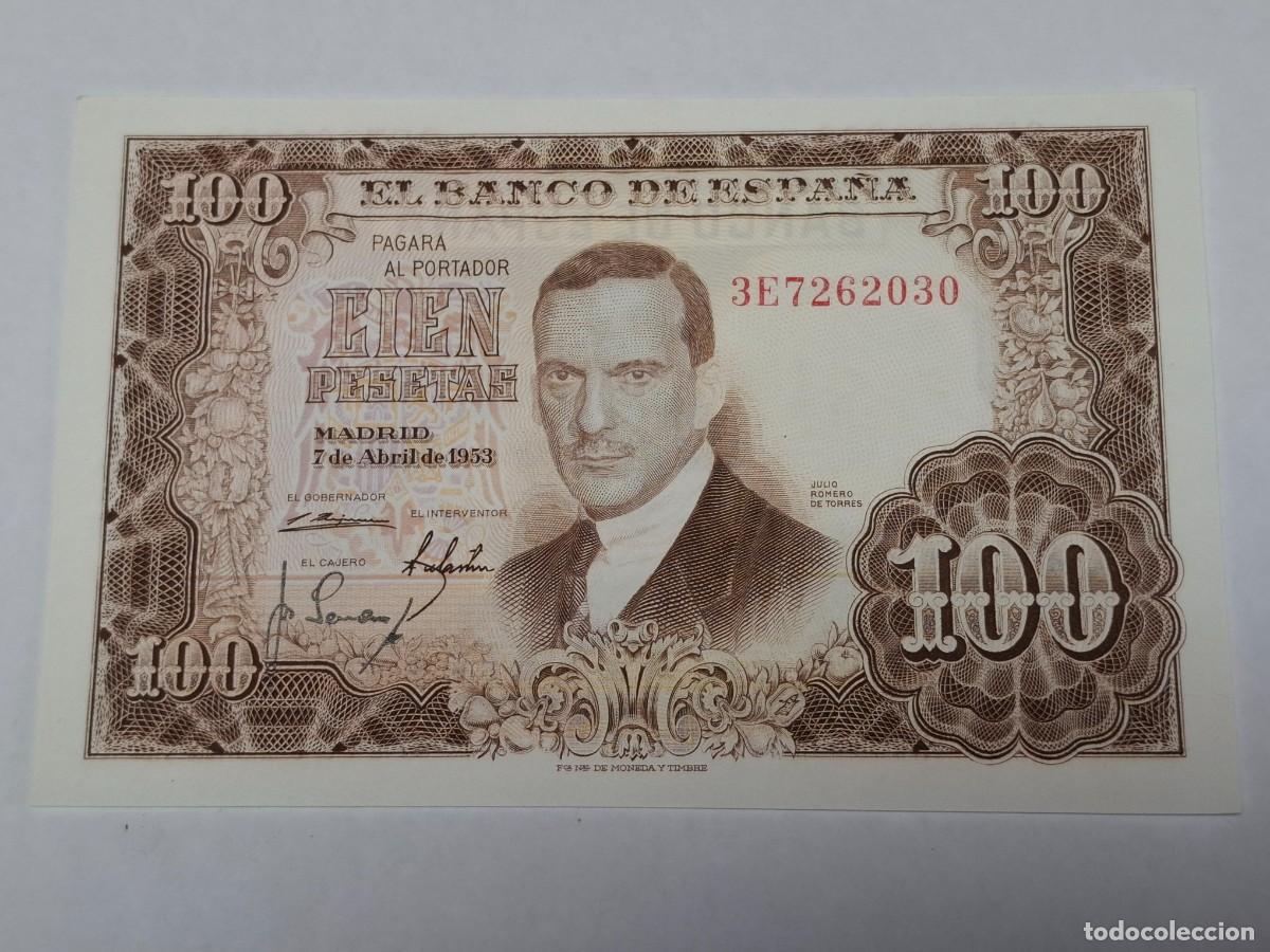 Billetes espa&ntilde;oles: Billete de 100 PESETAS del 7 de Abril de 1953 BANCO DE ESPA&Ntilde;A con serie 3E, en PLANCHA