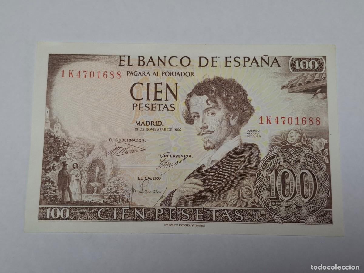 Billetes espa&ntilde;oles: Billete de 100 PESETAS del 19 de Noviembre de 1965 BANCO DE ESPA&Ntilde;A con serie 1K, en PLANCHA