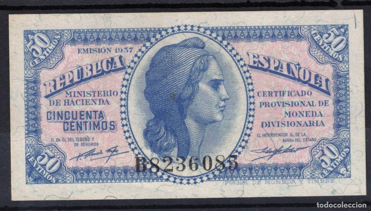 Billetes espa&ntilde;oles: ESPA&Ntilde;A BILLETE 50 CENTIMOS 1937 REPUBLICA ESPA&Ntilde;OLA - SERIE B - SC