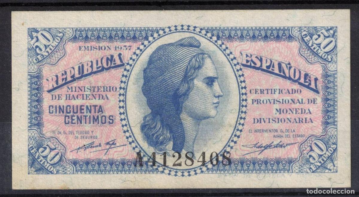 Billetes espa&ntilde;oles: BILLETE ESPA&Ntilde;A 50 C&Eacute;NTIMOS A&Ntilde;O 1937 REP&Uacute;BLICA ESPA&Ntilde;OLA - SERIE A - SIN CIRCULAR