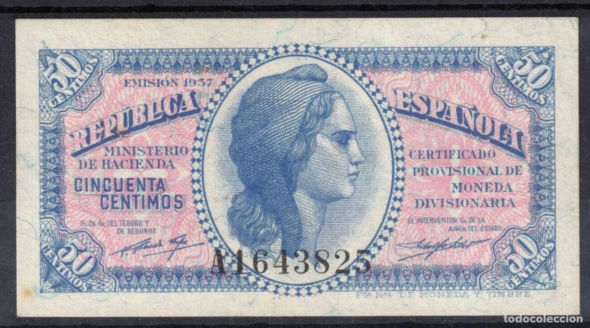 Billetes espa&ntilde;oles: ESPA&Ntilde;A BILLETE 50 CENTIMOS 1937 REPUBLICA ESPA&Ntilde;OLA - SERIE A - SC-