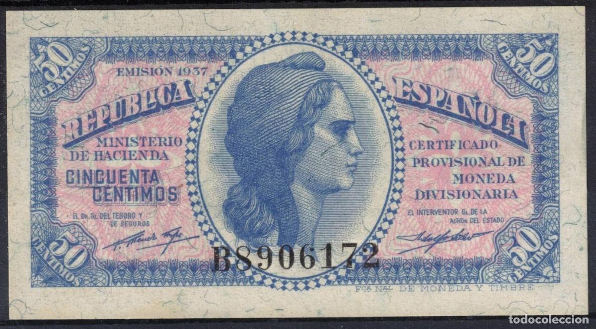 Billetes espa&ntilde;oles: ESPA&Ntilde;A BILLETE 50 CENTIMOS 1937 REPUBLICA ESPA&Ntilde;OLA - SERIE B - SC