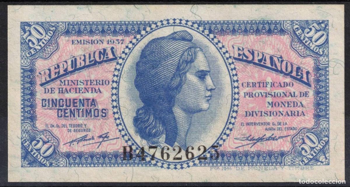 Billetes espa&ntilde;oles: ESPA&Ntilde;A BILLETE 50 CENTIMOS 1937 REPUBLICA ESPA&Ntilde;OLA - SERIE B - SC