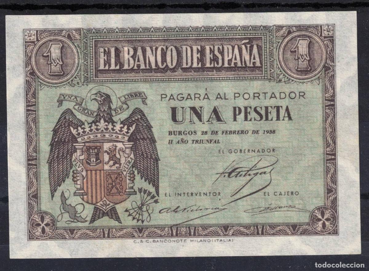 Billetes espa&ntilde;oles: BILLETE ESPA&Ntilde;A 1 PESETA BURGOS 28 FEBRERO 1938 - SERIE C - SC