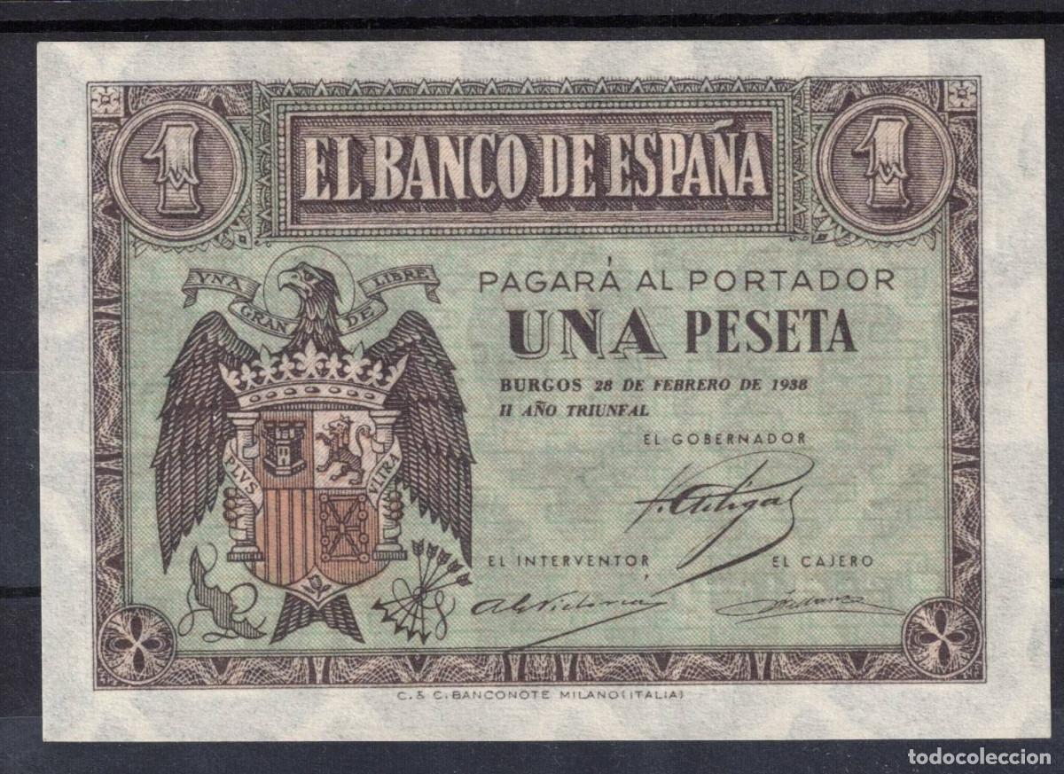 Billetes espa&ntilde;oles: BILLETE ESPA&Ntilde;A 1 PESETA BURGOS 28 FEBRERO 1938 - SERIE C - SC