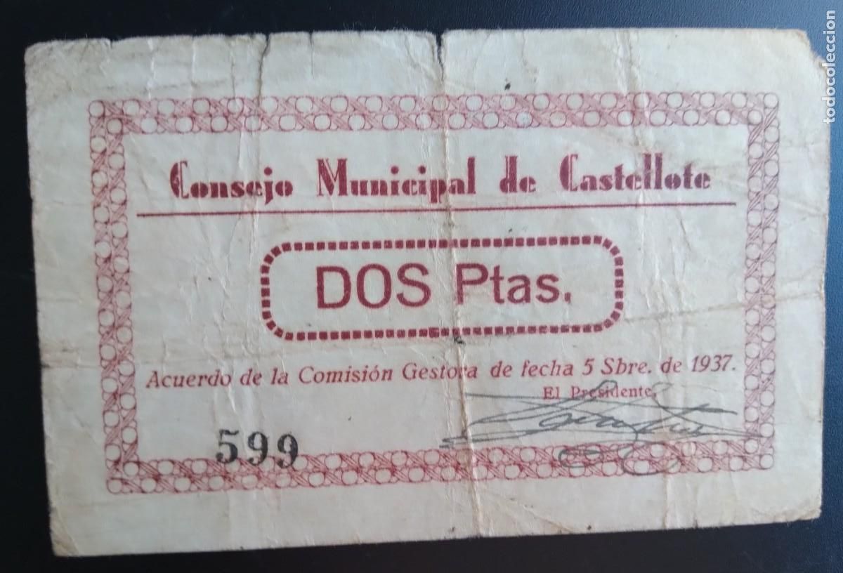 Billetes espa&ntilde;oles: CASTELLOTE *1937* 2 Pts.N&deg; 599