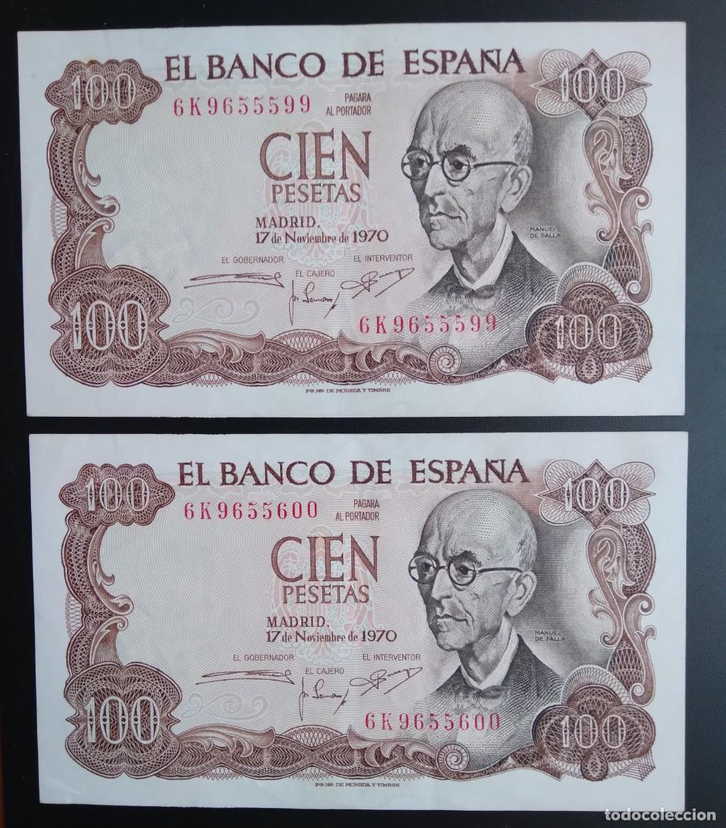 Billetes espa&ntilde;oles: 1970* Dos Billetes 100 Pts.MANUEL DE FALLA S/C.