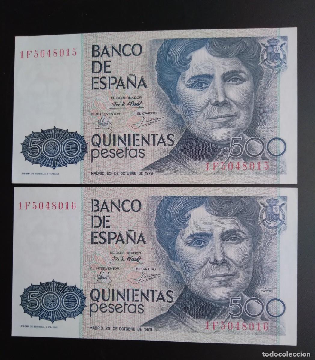 Billetes espa&ntilde;oles: DOS BILLETES 1979* 500 PTS.S/C CORRELATIVOS.ROSALIA DE CASTRO