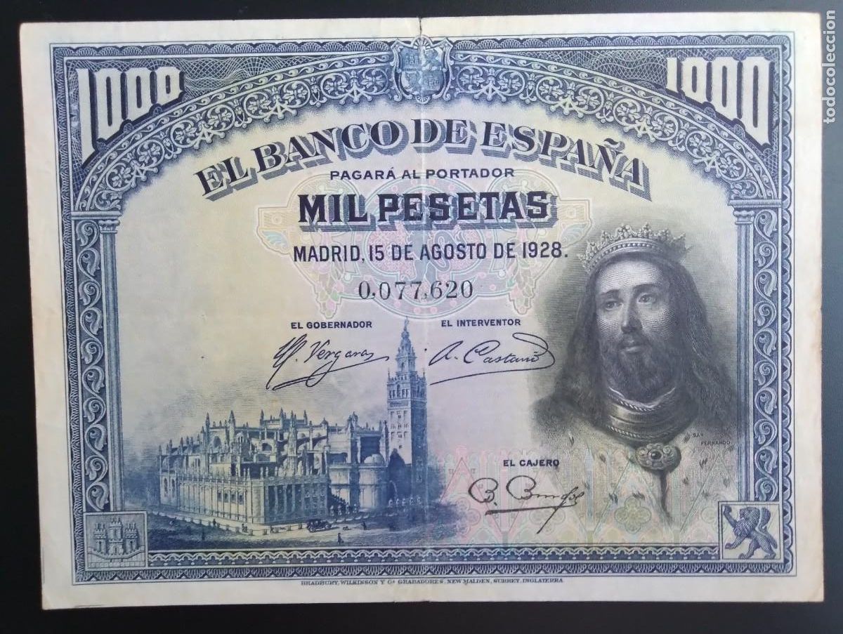 Billetes espa&ntilde;oles: 1928* 1000 PTS* SAN FERNANDO* S/S