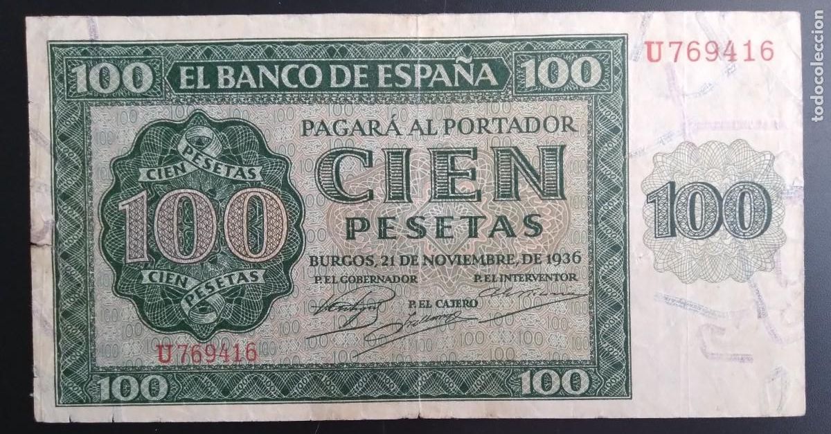Billetes espa&ntilde;oles: 1936 BURGOS 100 PTS.BURGOS 21 DE NOVIEMBRE DE 1936