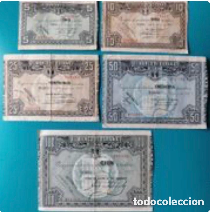 Billetes espa&ntilde;oles: BILLETES DE ESPA&Ntilde;A - 5 BILLETES DE BILBAO DEL A&Ntilde;O 1937