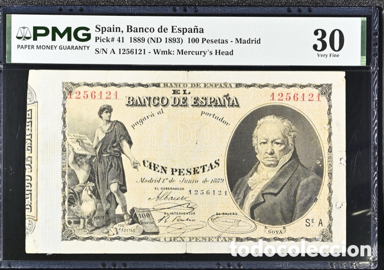Billetes espa&ntilde;oles: Espa&ntilde;a 100 Pesetas 1889 * PMG * S&uacute;per raro