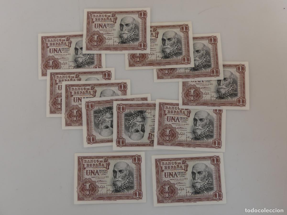Billetes espa&ntilde;oles: LOTE DE 12 BILLETES DE 1 PESETA A&Ntilde;O 1953 -- REF: 8