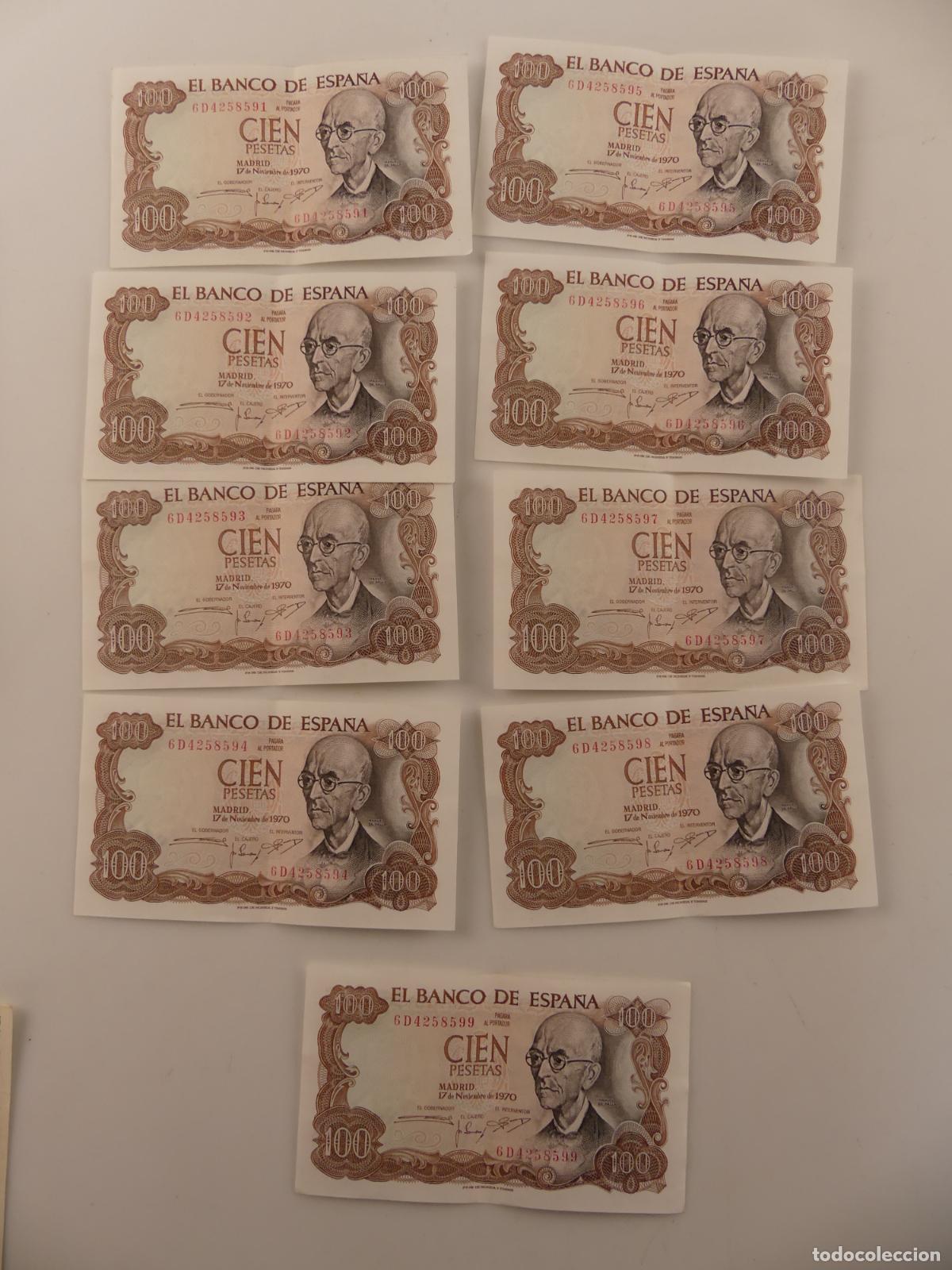 Billets espagnols: LOTE DE 9 BILLETES DE 100 PESETAS CORRELATIVOS-- REF: 14