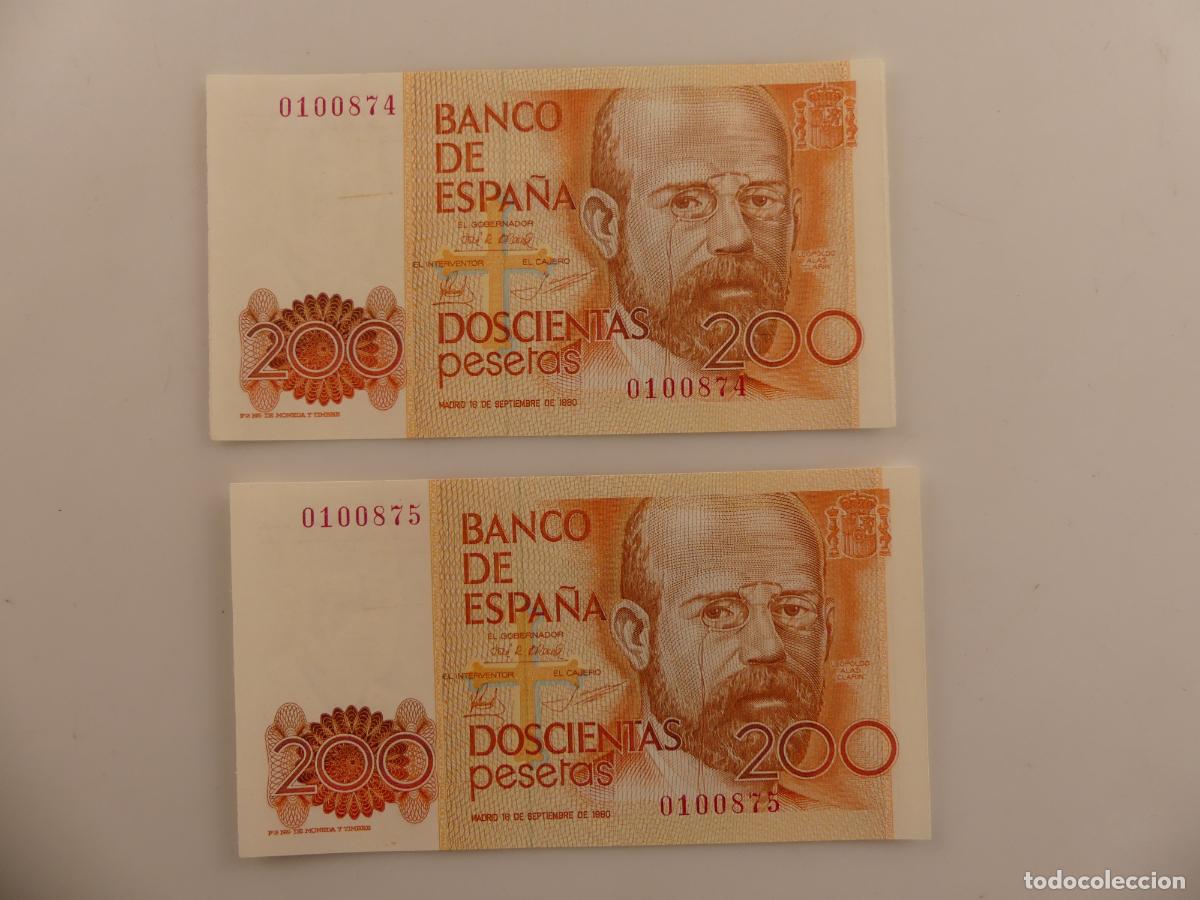 Billetes espa&ntilde;oles: 2 BILLETES DE 200 PESETAS CORELATIVOS -- REF: 12 - Foto 1
