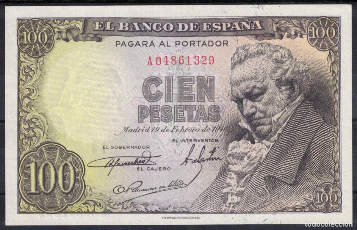 Billetes espa&ntilde;oles: BILLETE ESPA&Ntilde;A 100 PESETAS 1946 GOYA - SERIE A - SC-
