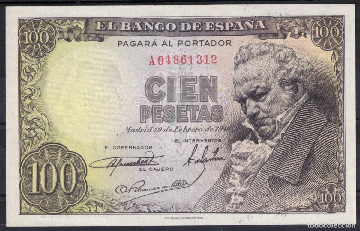 Billetes espa&ntilde;oles: BILLETE ESPA&Ntilde;A 100 PESETAS 1946 GOYA - SERIE A - SC-