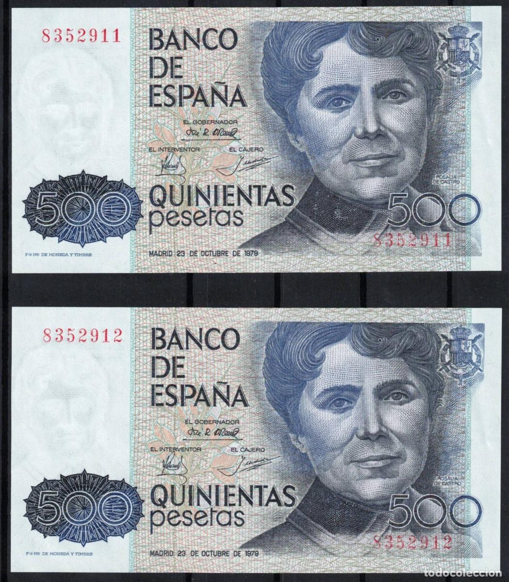 Billetes espa&ntilde;oles: PAREJA BILLETES 500 PESETAS A&Ntilde;O 1979 ROSALIA DE CASTRO - SIN SERIE - SIN CIRCULAR