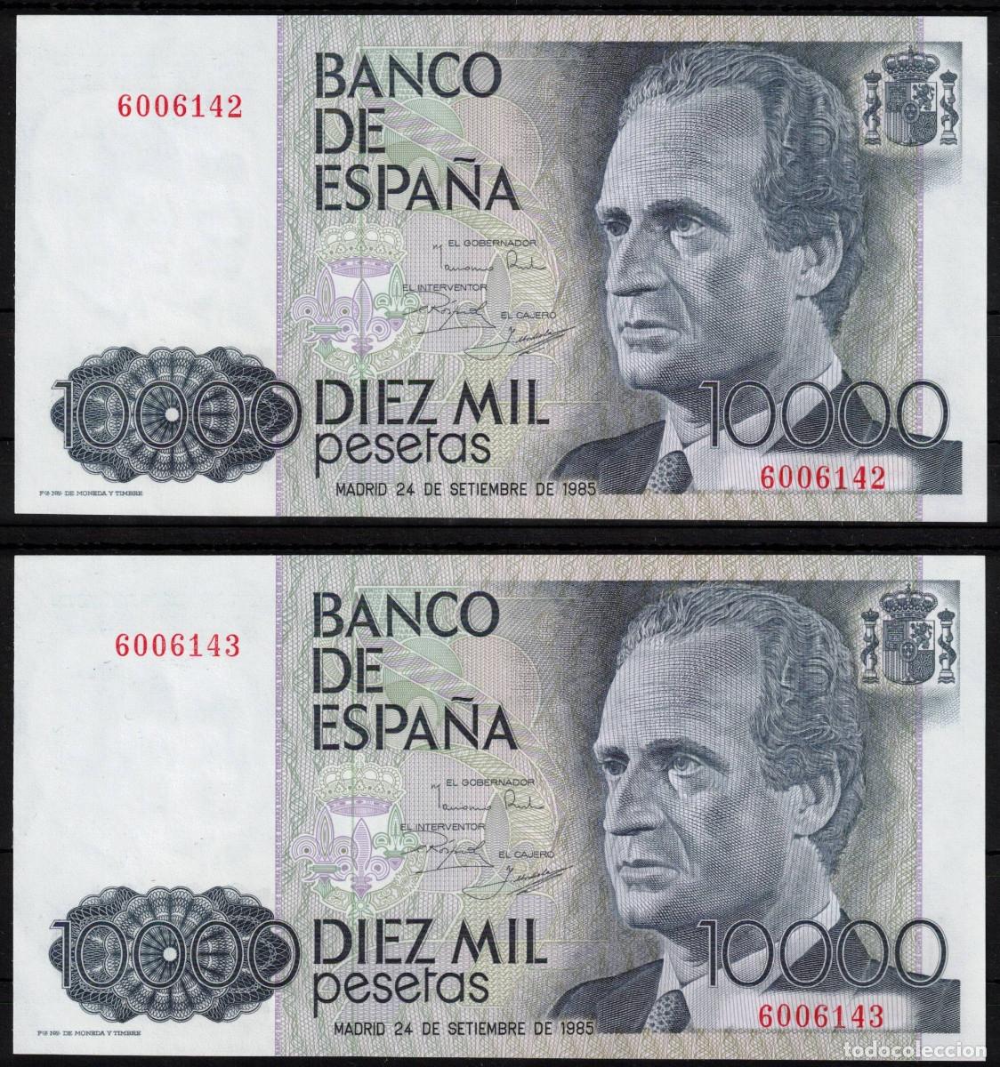 Billetes espa&ntilde;oles: PAREJA BILLETES ESPA&Ntilde;A - 10000 PESETAS A&Ntilde;O 1985 SIN SERIE SIN CIRCULAR PLANCHA
