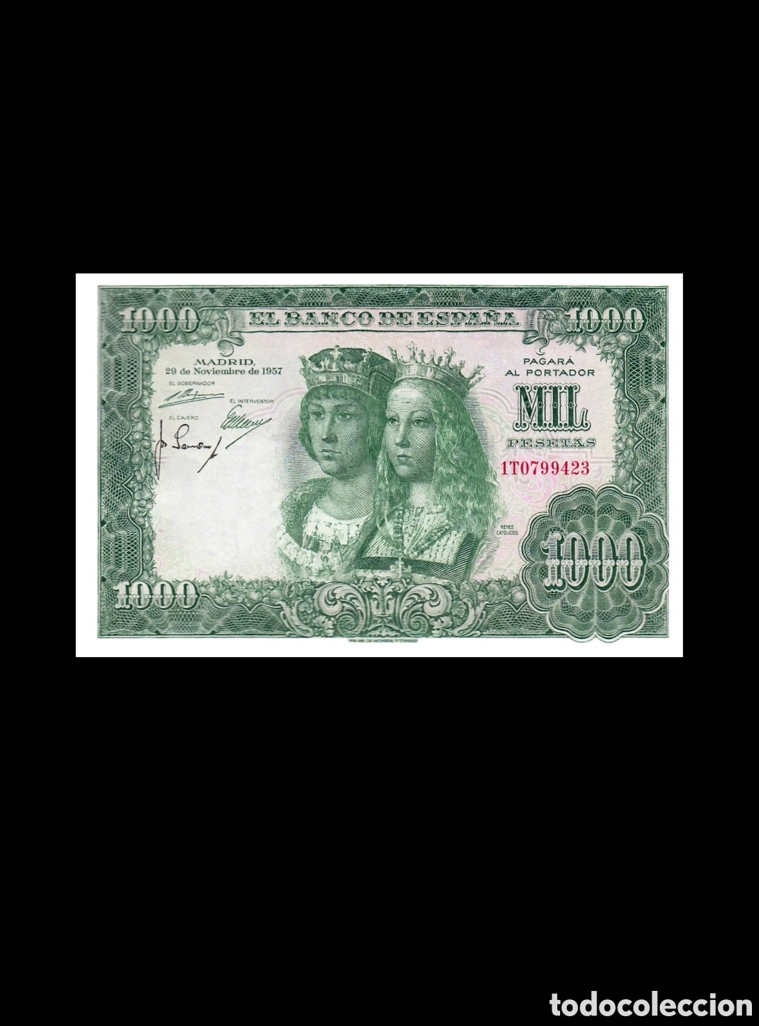 Spanische Banknoten: Billete de mil pesetas Reyes Cat&oacute;licos