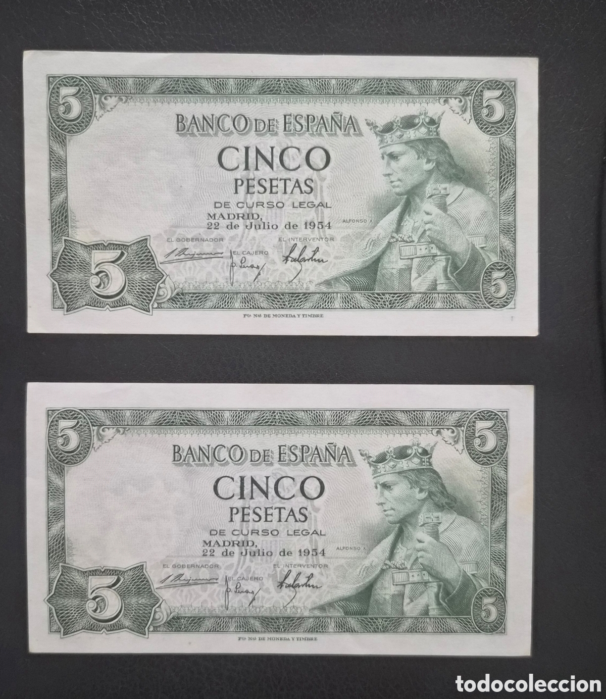 Billetes espa&ntilde;oles: BILLETE 5 PESETAS 1954 / PAREJA CORRELATIVA