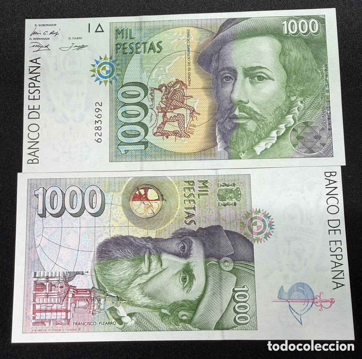 Billetes espa&ntilde;oles: Lote dos billetes correlativos 1000 pesetas SC