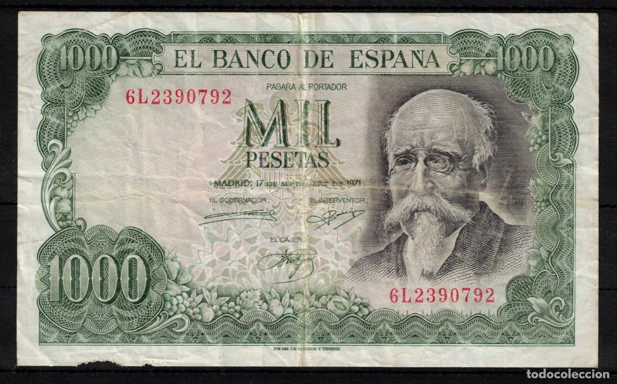 Billetes espa&ntilde;oles: BILLETE ESPA&Ntilde;A 1000 PESETAS A&Ntilde;O 1971 JOSE ECHEGARAY - SERIE 6L - BC