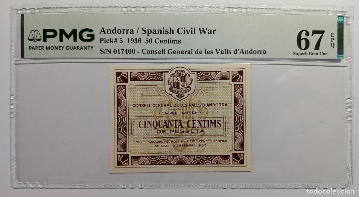 Billetes espa&ntilde;oles: ANDORRA 1 peseta 1936 (Guerra Civil Espa&ntilde;ola) - UNA PESSETA PMG 64 EPQ