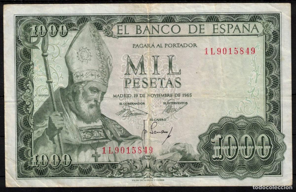 Billetes espa&ntilde;oles: BILLETE ESPA&Ntilde;A 1000 PESETAS 1965 SAN ISIDORO - SERIE 1L - MBC