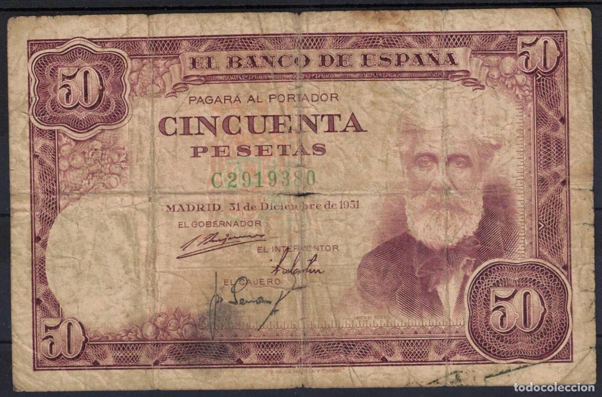 Billetes espa&ntilde;oles: BILLETE ESPA&Ntilde;A 50 PESETAS 1951 SANTIAGO RUSI&Ntilde;OL - SERIE C - RC
