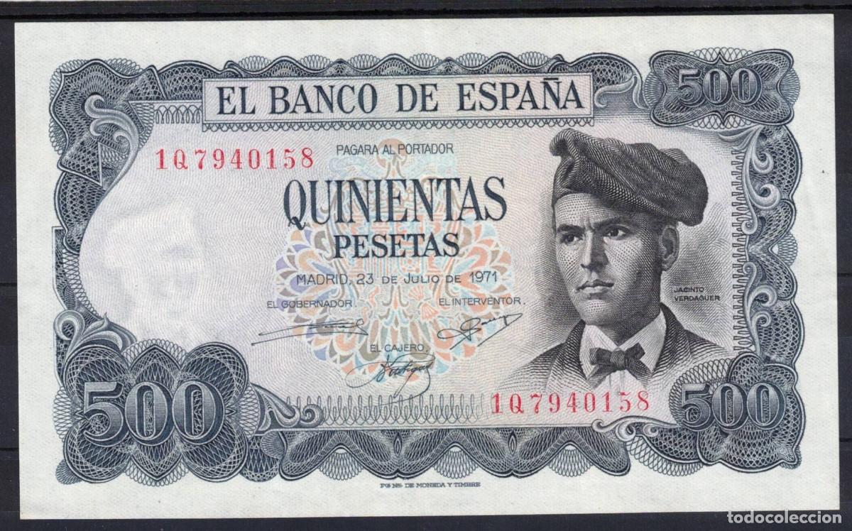 Billetes espa&ntilde;oles: BILLETE ESPA&Ntilde;A 500 PESETAS A&Ntilde;O 1971 JACINTO VERDAGUER - SERIE 1Q - EBC