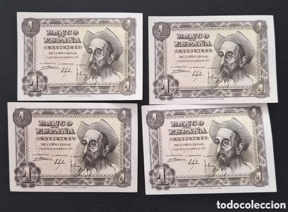 Billetes espa&ntilde;oles: BILLETE 1 PESETA 1951 4 CORRELATIVOS