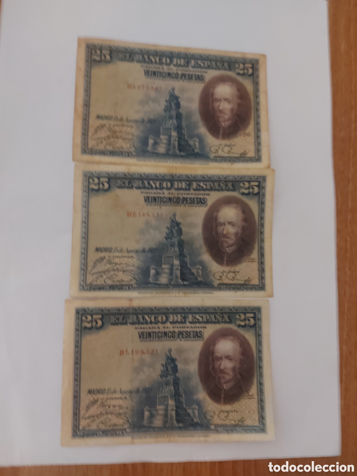 Banconote spagnole: 3 billetes de Espa&ntilde;a de1928