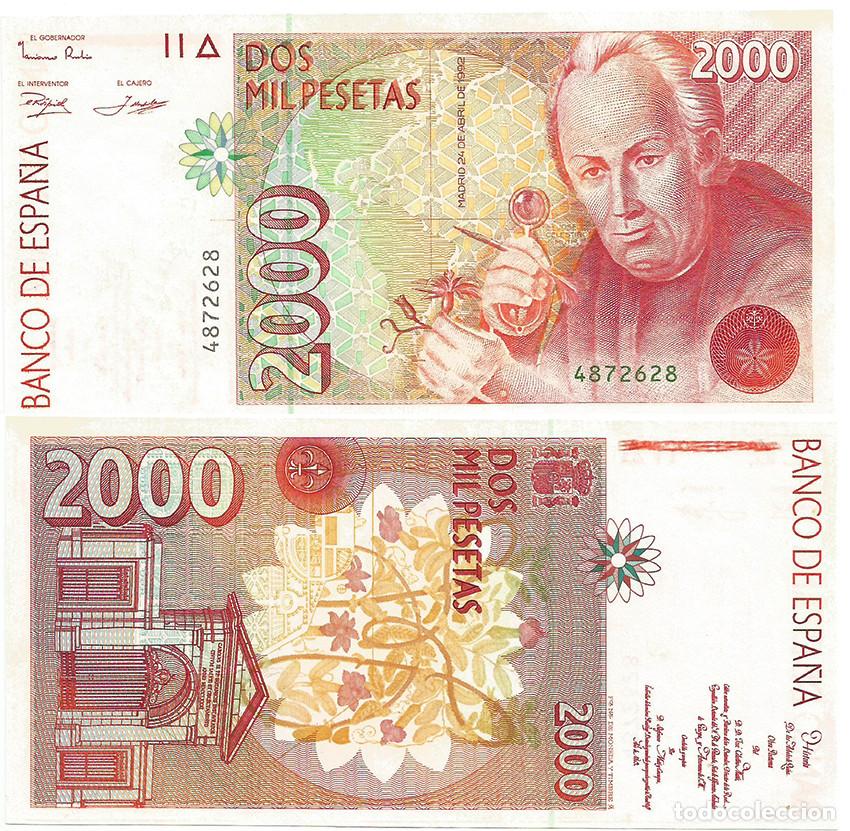 Notas espanholas: BILLETE ESPA&Ntilde;A - 2.000 PESETAS - 1992 - SIN SERIE - PLANCHA