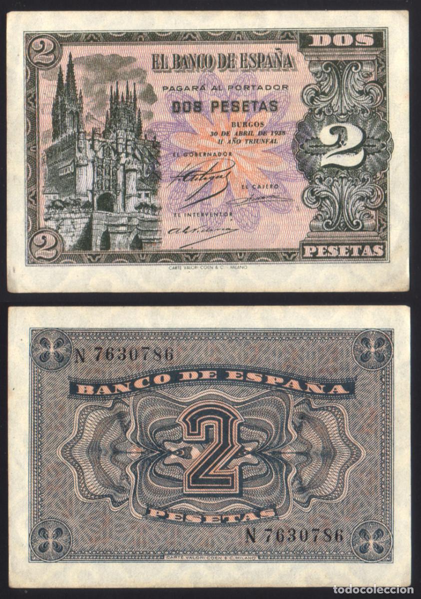 Notas espanholas: BILLETE ESPA&Ntilde;A - 2 PESETAS - 1938 - NO CIRCULADO