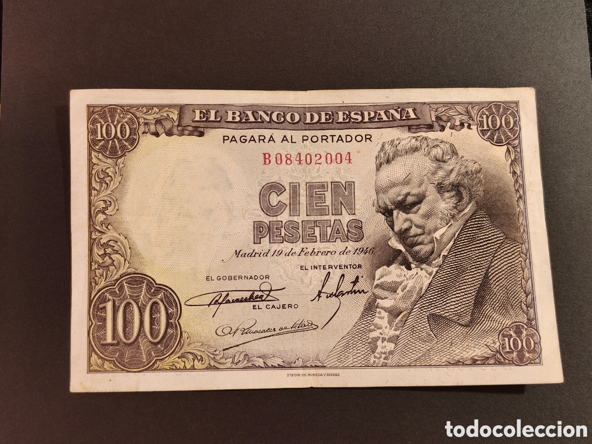 Notas espanholas: Espa&ntilde;a Billete Goya 100 pesetas a&ntilde;o 1946 calidad serie B MBC+