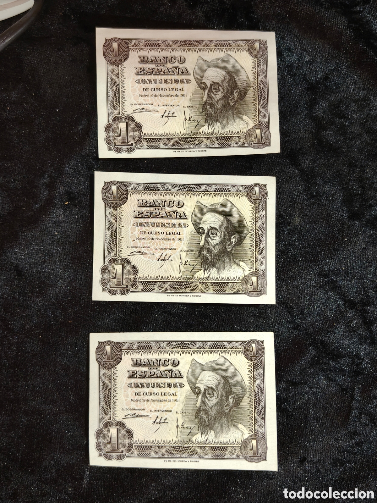 Notas espanholas: BILLETE ESPA&Ntilde;A 1 PESETA 1951 Don Quijote Calidad SC