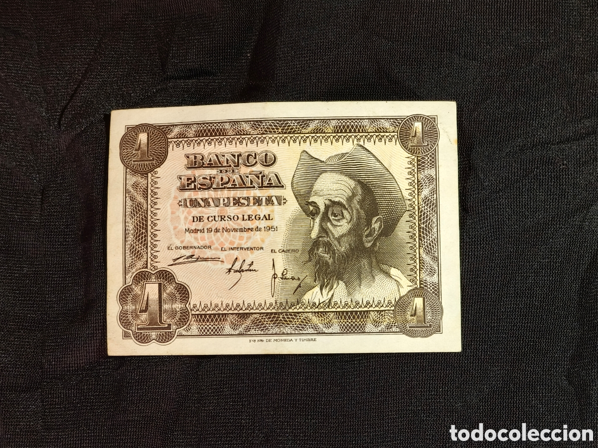 Notas espanholas: BILLETE ESPA&Ntilde;A 1 PESETA 1951 Don Quijote Calidad SC Sin Serie