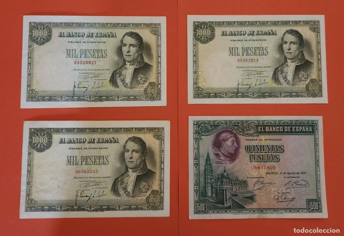 Notas espanholas: BILLETES DE MIL PESETAS DE MURILLO, SAN ISIDORO, SANTILLAN, SOROLLA A 125&euro; EBC+++