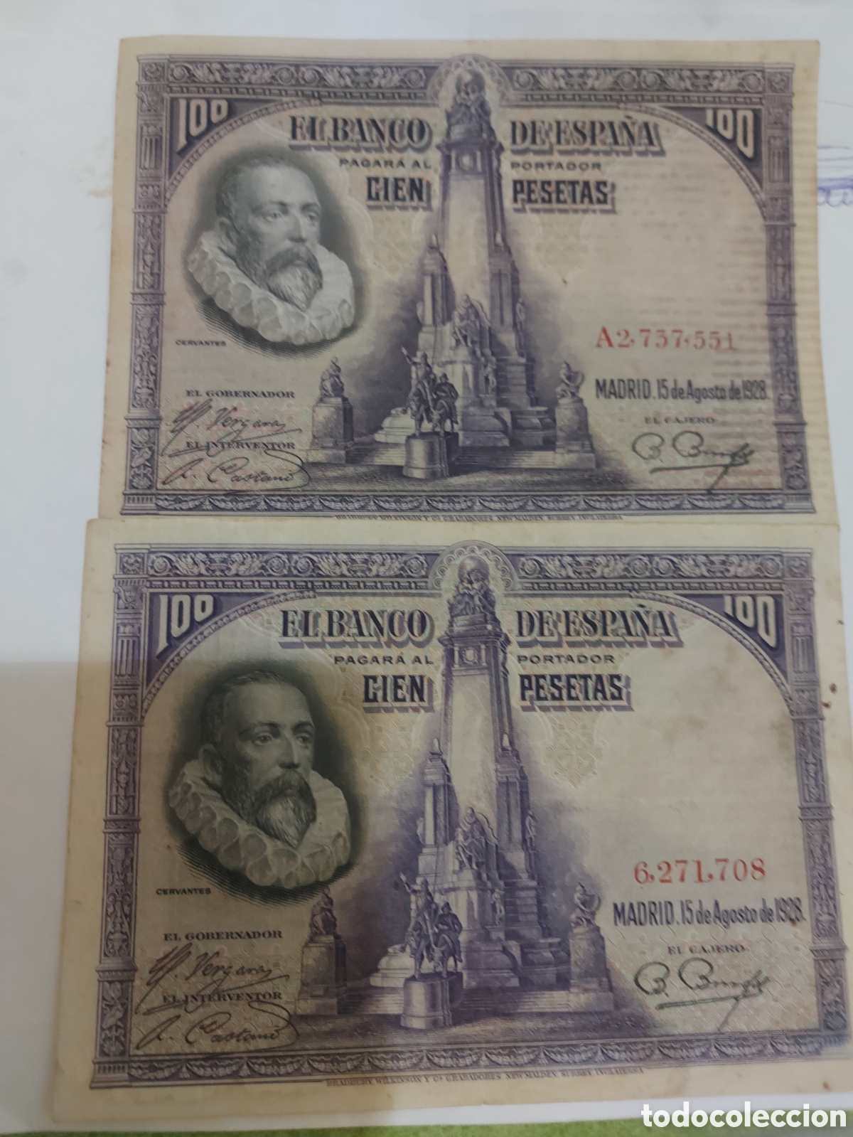 Billets espagnols: 2 billetes de Espa&ntilde;a de1928