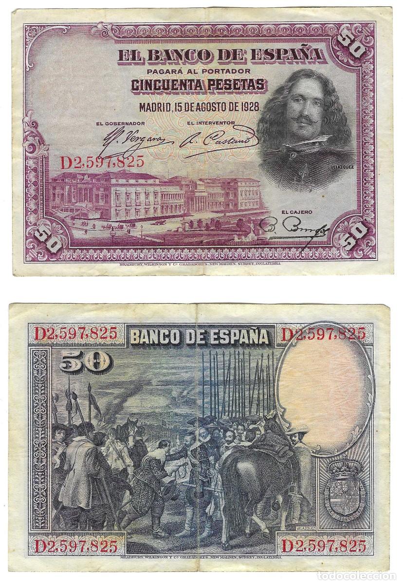 Billetes espa&ntilde;oles: Billete 50 pesetas 1928 - Foto 1