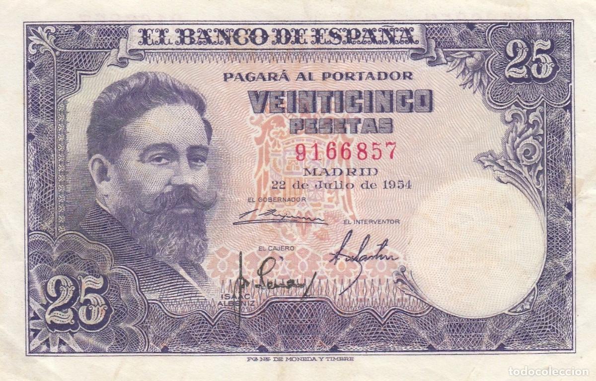Spanische Banknoten: CRBS1335 BILLETE ESPA&Ntilde;A 25 PESETAS 1954 SIN SERIE BC+