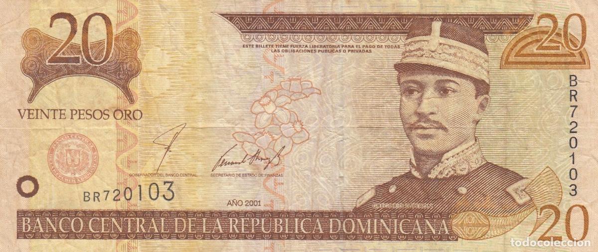 Billets espagnols: CRBX0545 BILLETE REP. DOMINICANA 20 PESOS 2001 USADO