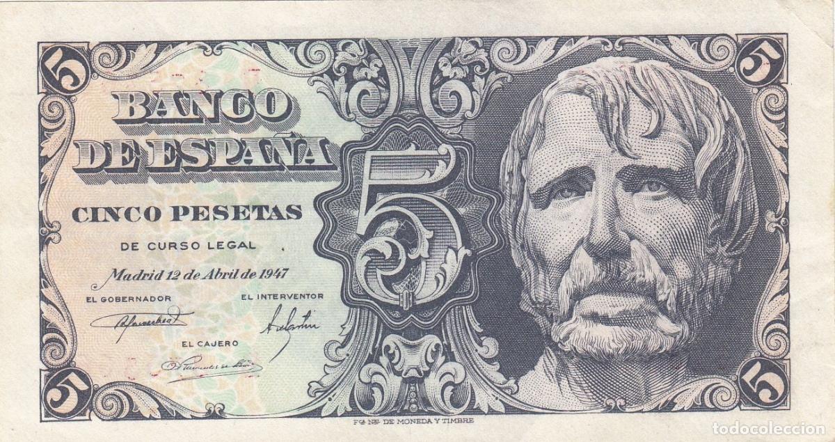 Spanische Banknoten: CRBS0500 BILLETE ESPA&Ntilde;A 5 PESETAS 1947 EBC+