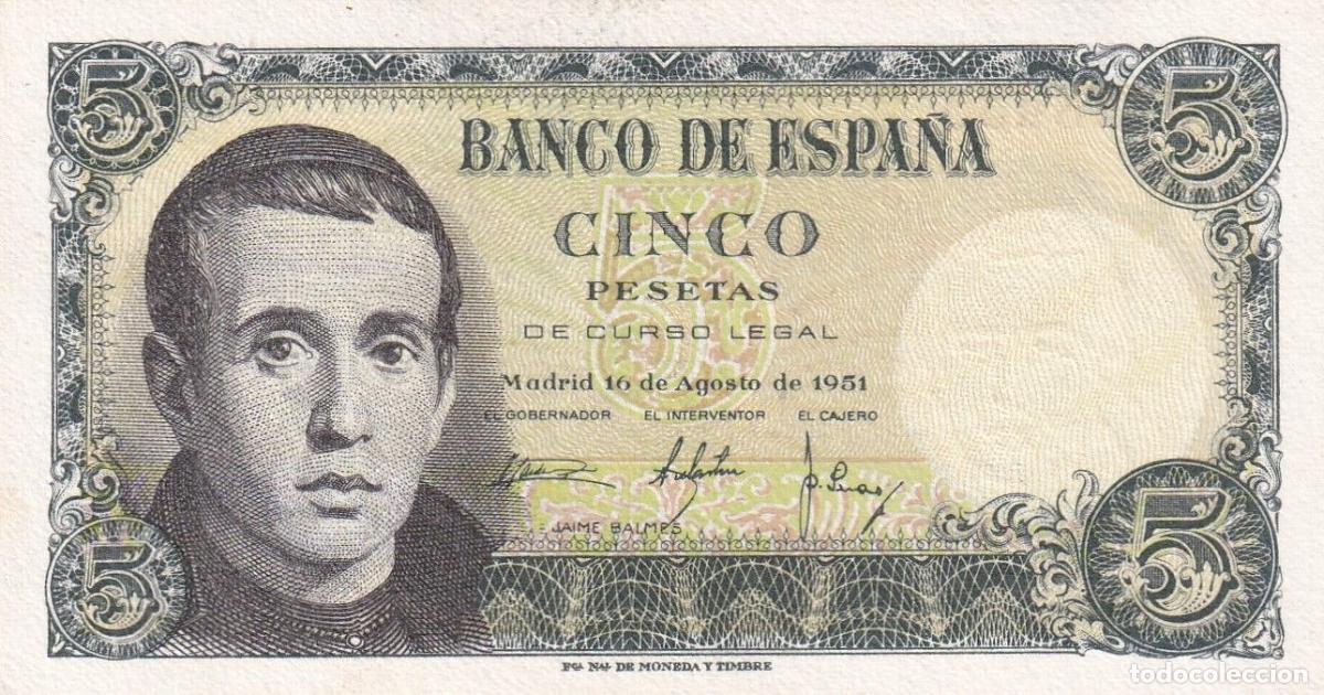 Spanische Banknoten: CRBS1429 BILLETE ESPA&Ntilde;A 5 PESETAS 1951 EBC+
