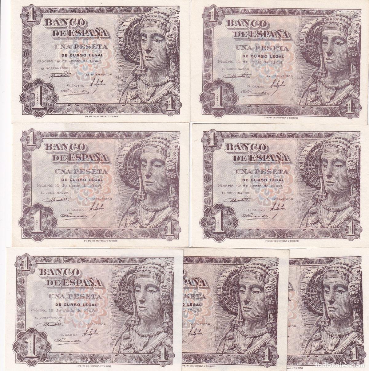 Spanische Banknoten: CRBS1472 LOTE 7 BILLETES ESPA&Ntilde;A 1 PESETA 1948 SIN CIRCULAR