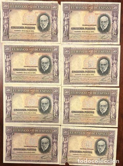 Spanische Banknoten: CRBS1518 LOTE 8 BILLETES ESPA&Ntilde;A 50 PESETAS 1935 MBC