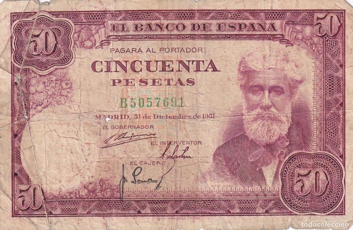 Spanische Banknoten: CRBS1520 BILLETE ESPA&Ntilde;A 50 PESETAS 1951 USADO